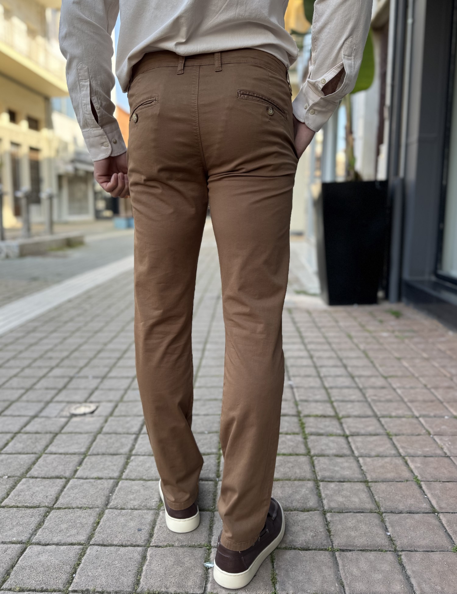 Ανδρικό ταμπά παντελόνι υφασμάτινο Chinos Slim Fit 2421 φωτογραφία